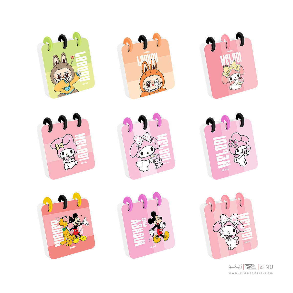 دفتریادداشت100برگ8*8دکمه ای آبرنگ کد A011